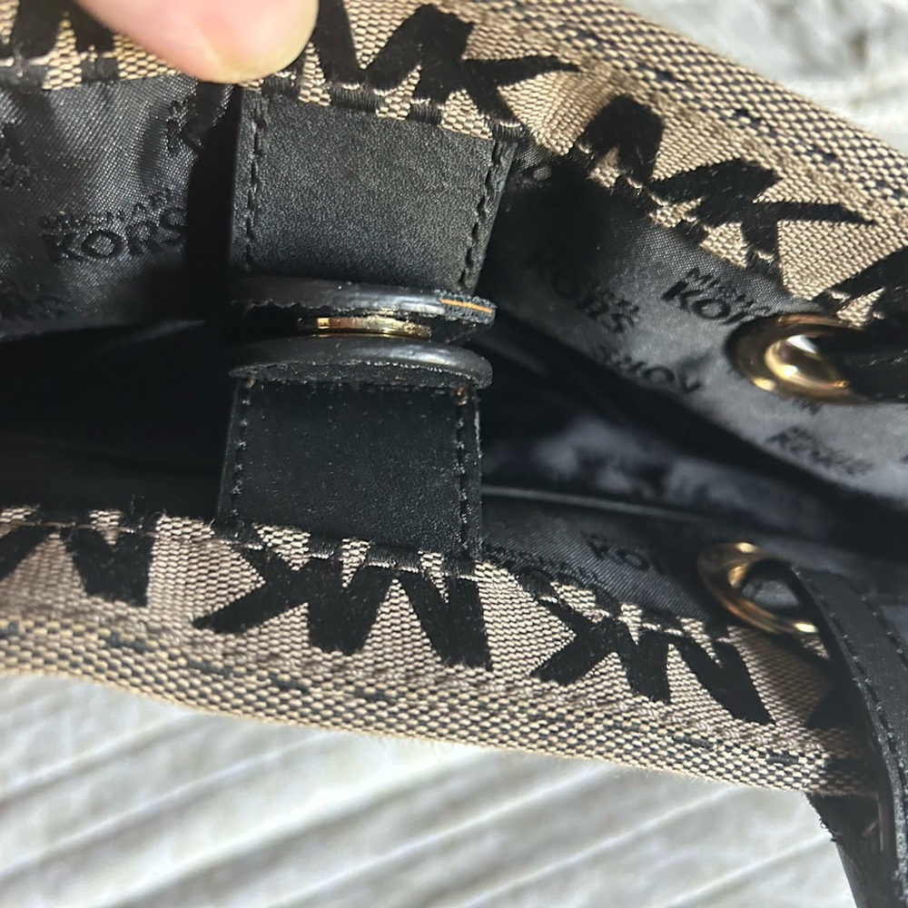Michael Kors Black and Tan Monogram Tote - Picture 2 of 10